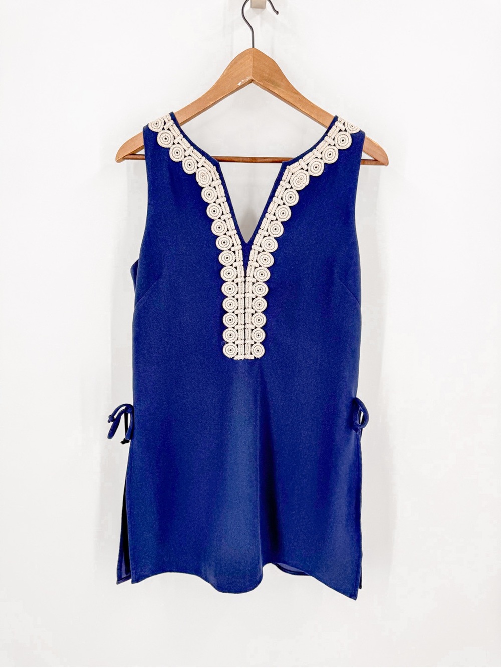 Lilly Pulitzer Blue Skort Dress with gold Crochet Trim
